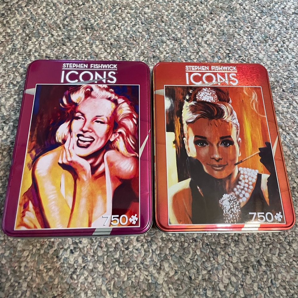 NEW Audrey Hepburn Marilyn Monroe Icon Puzzle Tin